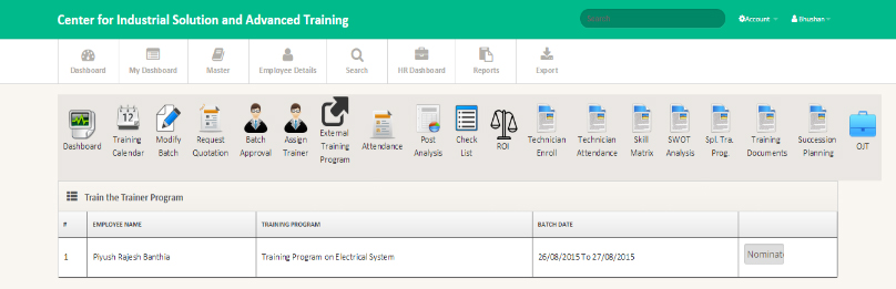 HR/ Training Manager's Dashboard